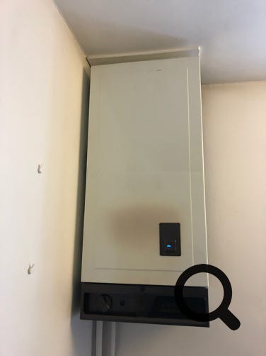 Potterton Netaheat Electronic boiler showing heat staining of front panel